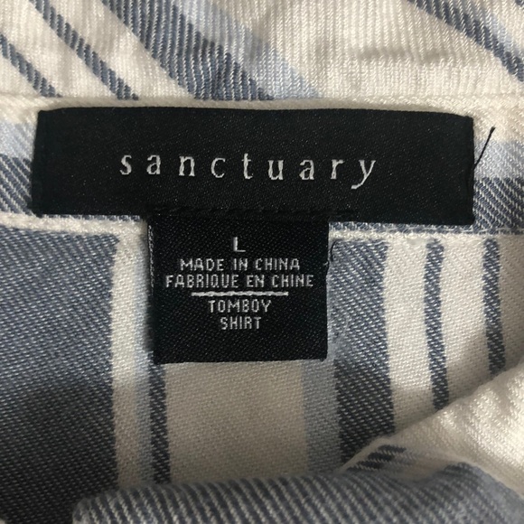 Sanctuary Tomboy Strip Shirt Roll Tab Sleeves Large - Picture 3 of 8